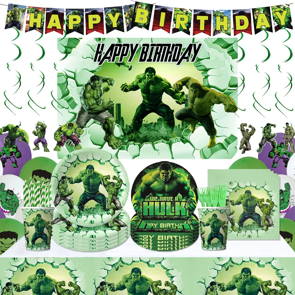 Superhero Avengers Hulk Birthday Party Decorations Disposable Tableware