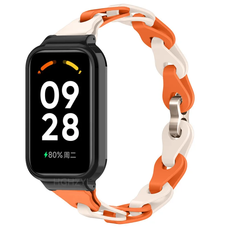 Colorful Chain Silicone Band for Xiaomi Mi Band 8 Active - Stylish Girls' and Women's Strap