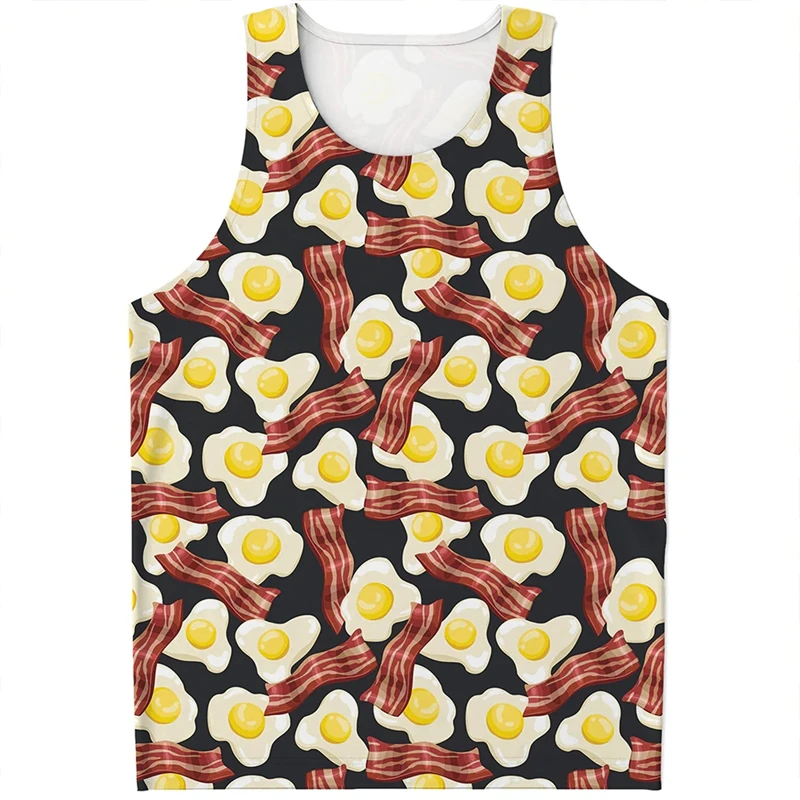 

Мужская майка с рисунком в виде яичницы, летняя повседневная безрукавка большого размера с 3D рисунком, 2024