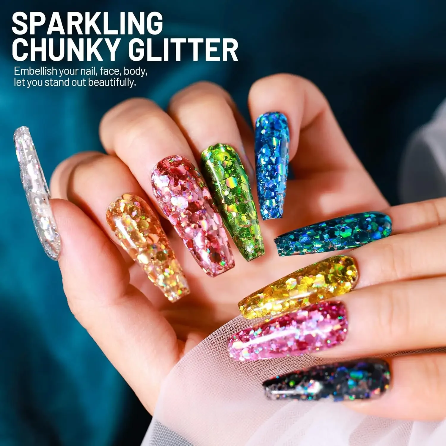 Holographic Iridescent Glitter Powder for Nail Art and Festival Decor, 80g