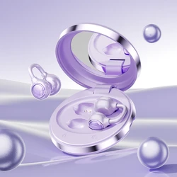 Wireless Bluetooth Earhook Headphones with Noise Cancellation and High - Quality Sound, Plus Built - In Makeup Mirror (M181 Purple)