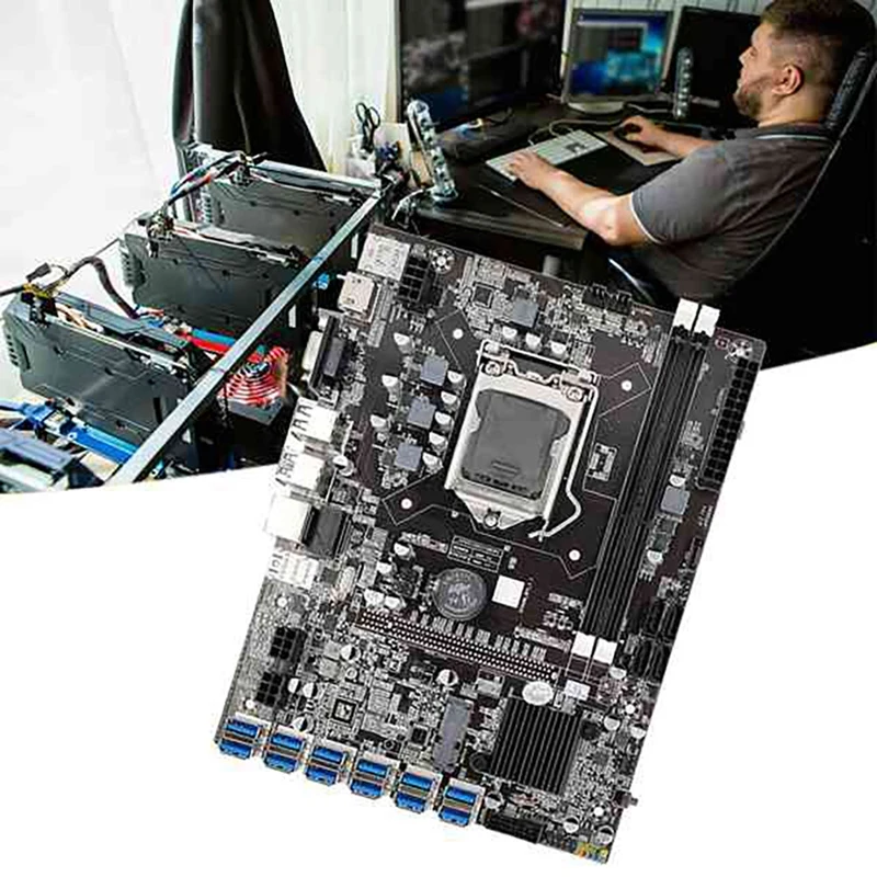 mother board gaming pc B75 BTC Mining Motherboard With G530-G630 CPU+Thermal Grease+SATA Line 12 USB3.0 To PCIE1X Slot LGA1155 DDR3 RAM SATA3.0 computer mother board