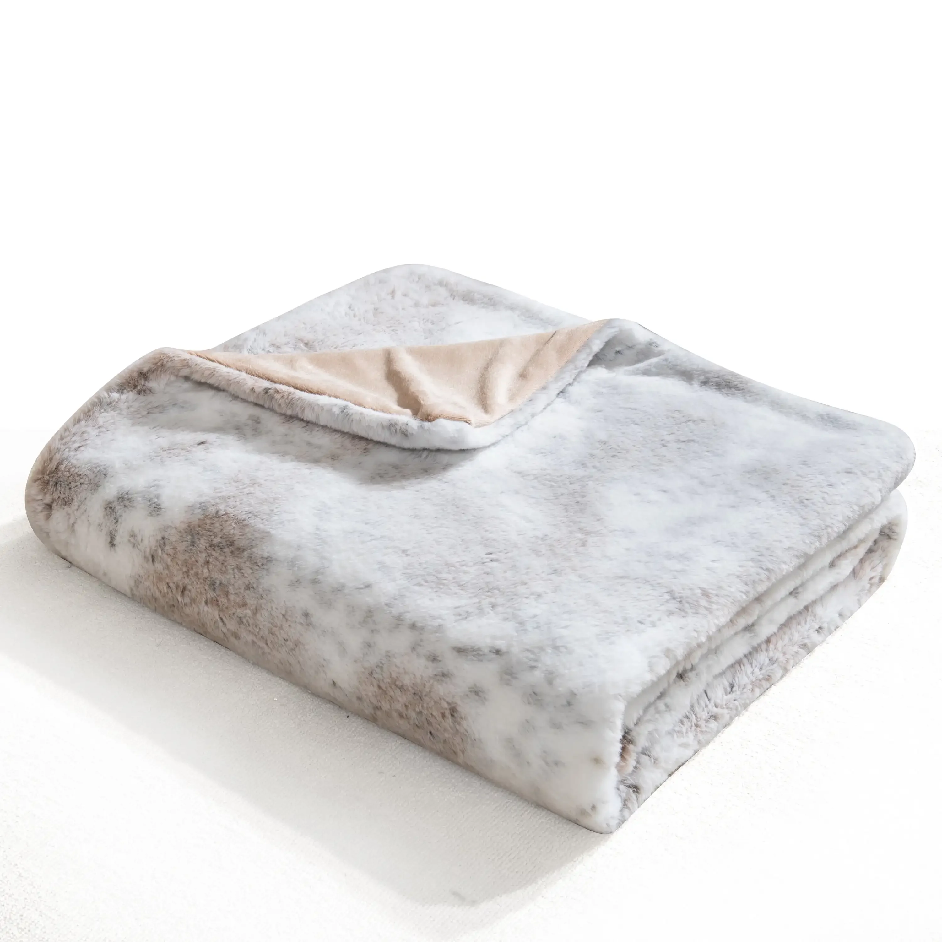 

Polyester Faux Fur Reverse To Mink Throw, Snow Leopard, 50" X 60" Blanket