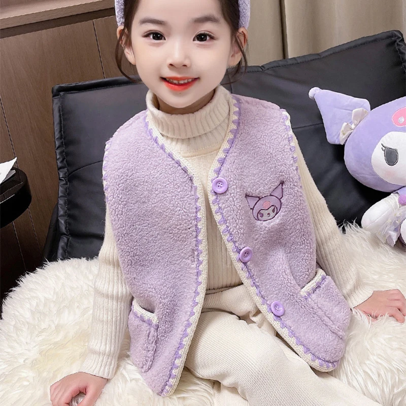 

Симпатичный жилет для девочки с героями мультфильмов аниме Sanrio Kuormi Melody осеннее повседневное пальто без рукавов Детский Зимний спортивный жилет в Корейском стиле