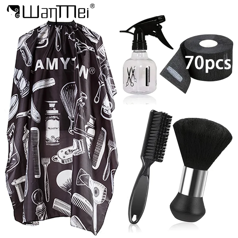 Capa de Peluquería Profesional con Papel para el Cuello, Plumero para Cabello Suelto, Botella de Spray para Corte de Cabello, Herramientas de Estilismo para Salón, 3-5 Piezas