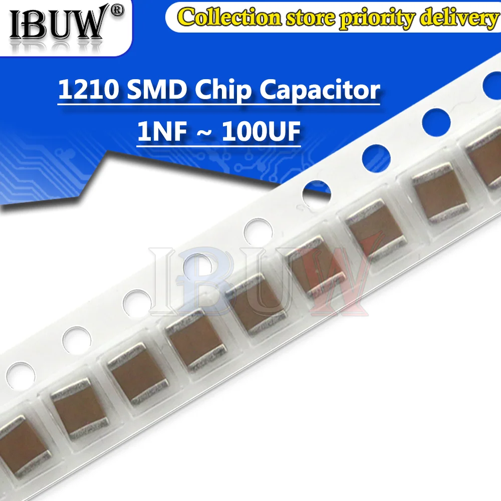 50PCS 1210 SMD Chip capacitor 1nF 4.7nF 100nF 470nF 680nF 0.1uF 1uF 2 ...