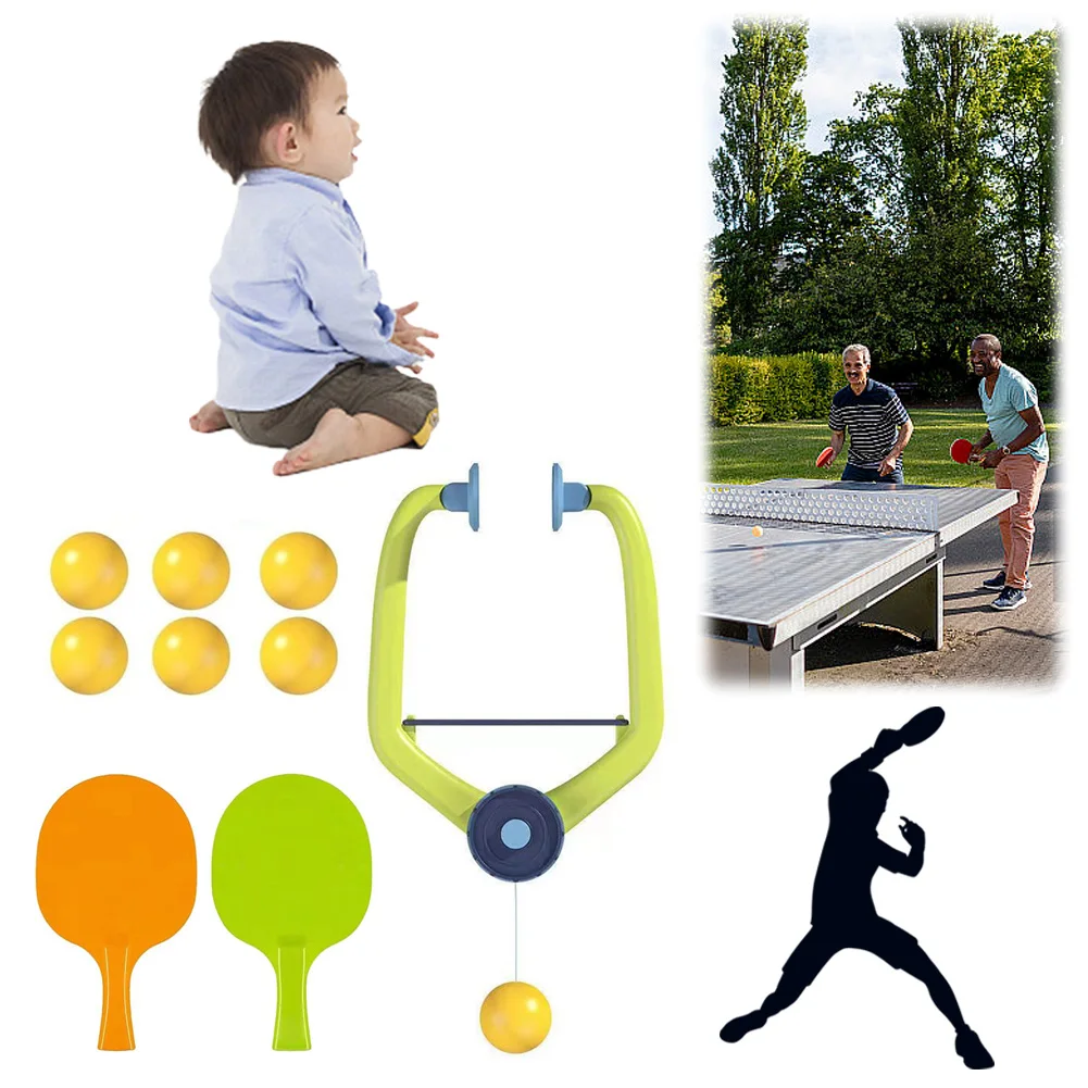 Hanging Table Tennis Trainer Portable Set with Racket and Balls Door Pong Game Adjustable Indoor Table Tennis Self-training Set