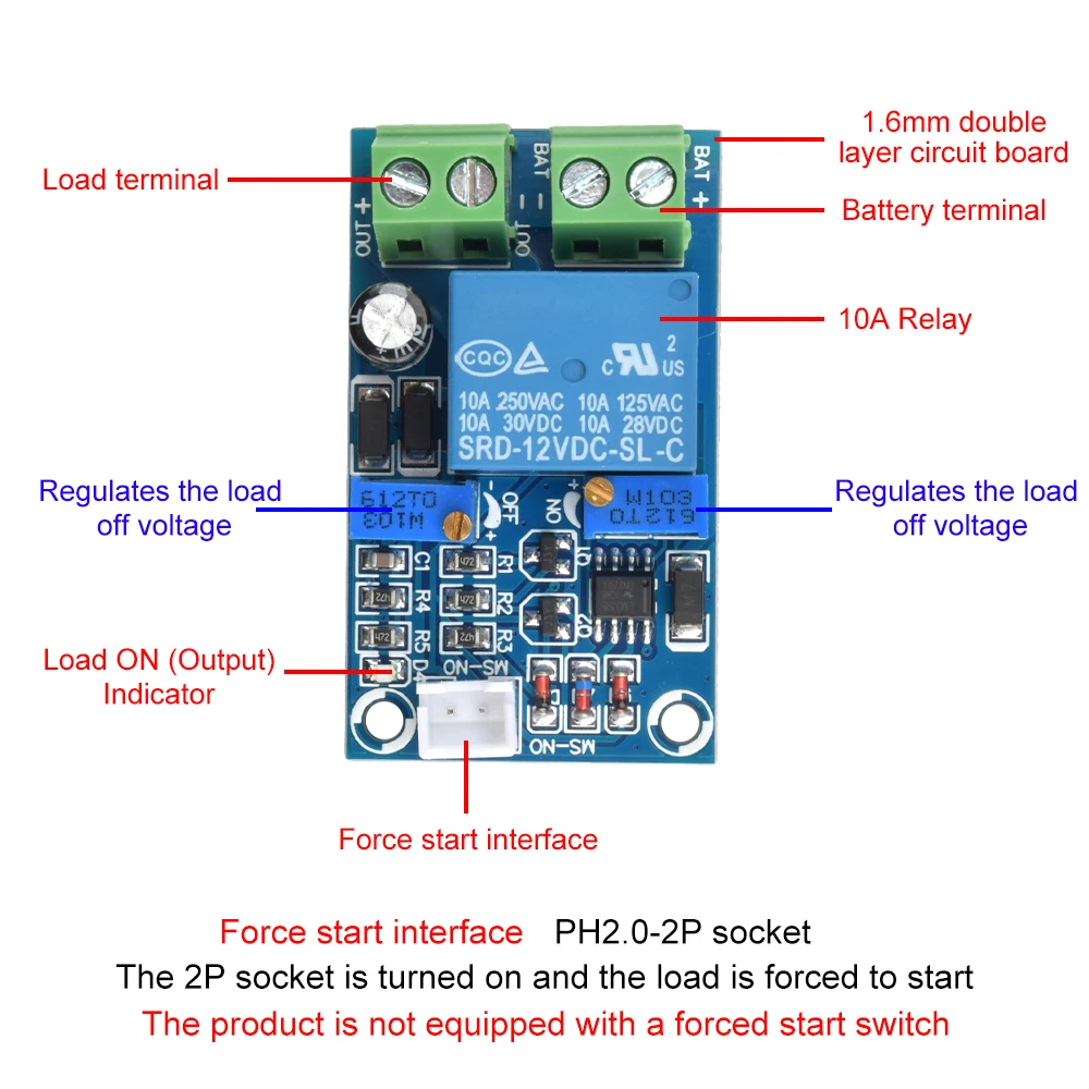 Interruttore di sottotensione, batteria da 12 V a bassa tensione, (P4o
