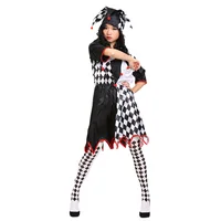 Halloween Carnival Party Cosplay Costumes Funny Clown Cosplay Costume Adults Man Women Black and White Couple Clown Suit 3