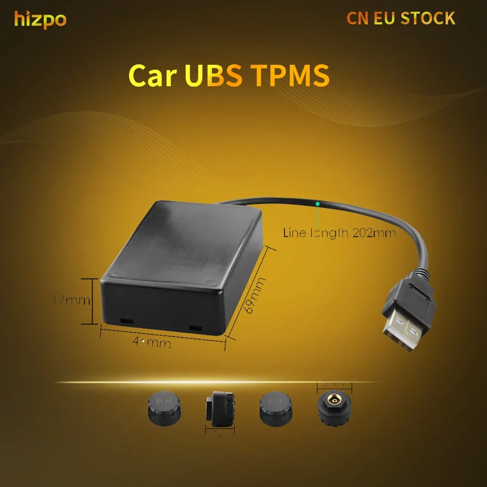 Hizpo EU Car car tire pressure monitor car tire pressure sensor TPMS (Tire Pressure Monitoring System) for Android Multimedia Player Navigation Display Head Unit Autoradio