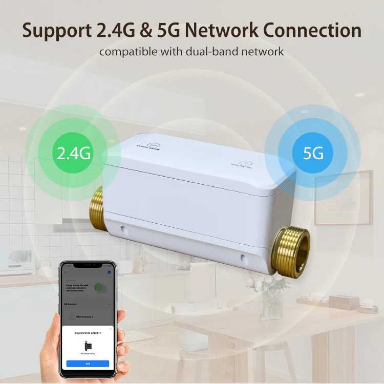 Haozee Tuya Smart Water Valve and Automatic Shutoff Water Flow Meter Water Leak