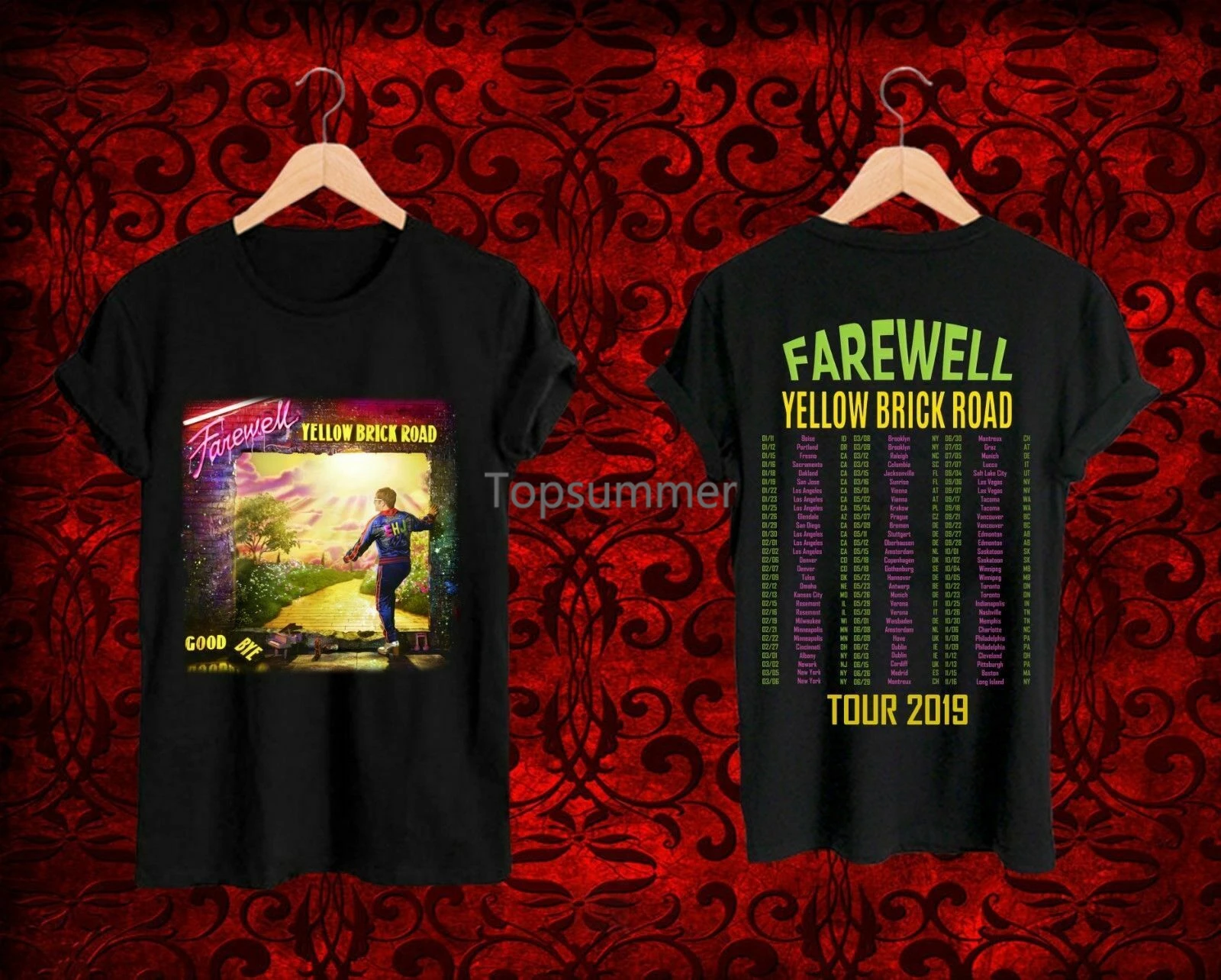 

Rare Items Elton John Farewell Yellow Brick Road Tour Dates 2019 T-Shirt 3D Men Hot Cheap Short Sleeve Male T Shirt