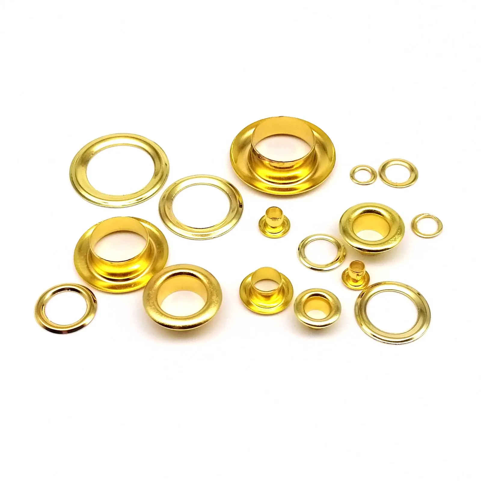 100sets 2.5-12mm Metal Golden Eyelet With Washer Grommet Ring Air Hole Rivet For Leather Bag Shoes Belt Cap Clothes