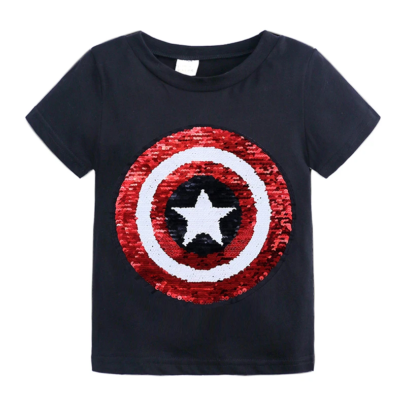 Summer Novelty Kids Boys T-Shirts For Children Magic Sequin Top Reversible Cartoon Cotton Casual Baby Clothing Tops Tee Outfits 5