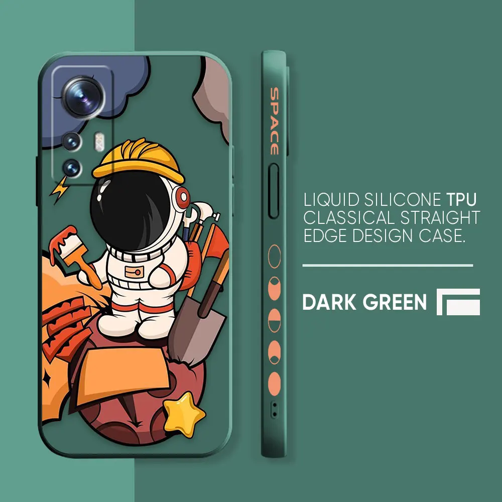 thumbnail image 1 of Case For Xiaomi 13 12 12S 11 11T 10 10S 9 9SE 8 8SE Pro Ultra Lite Colour Simple Liquid Silicone Case Cartoon Space Astronaut, 1 of 5