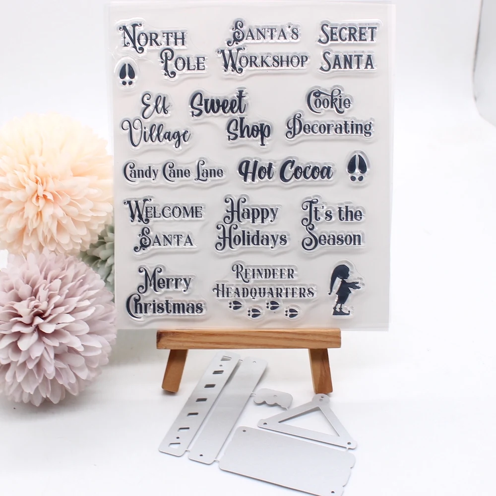KSCRAFT North Pole Tags Transparent Clear Silicone Stamp and Cutting Dies for Scrapbooking/Card Making Craft Fun Decoration