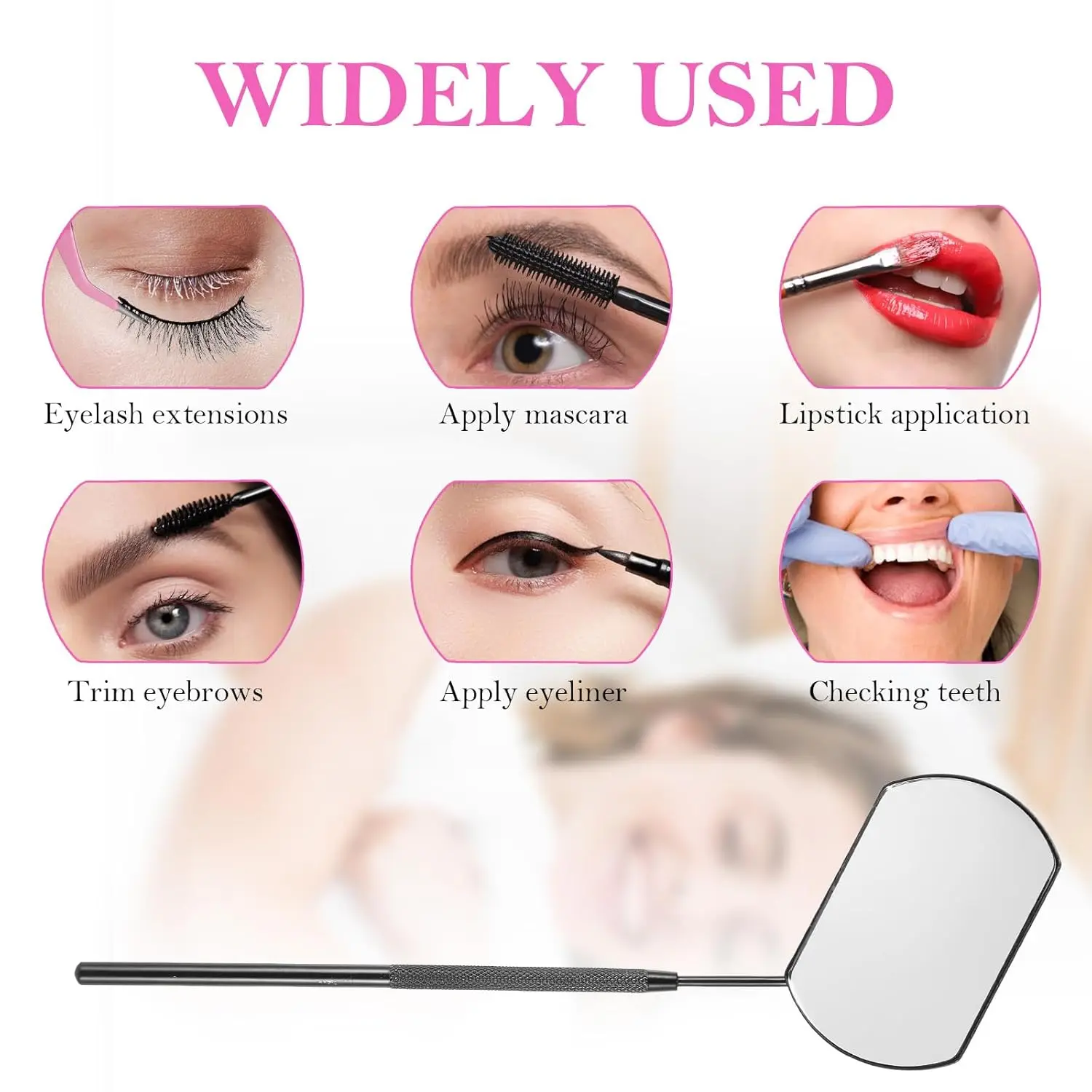1 PC 속눈썹 연장 거울 속눈썹 연장 접목 도구 스테인레스 스틸 다기능 검사 속눈썹 거울 미용 메이크업