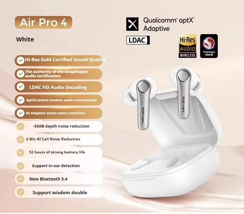 Earfun Air Pro 4 ANC Wireless Earbuds In Ear Bluetooth Active Noise Reduction Earphones Custom Waterproof Gamer Hi-Fi Headphones