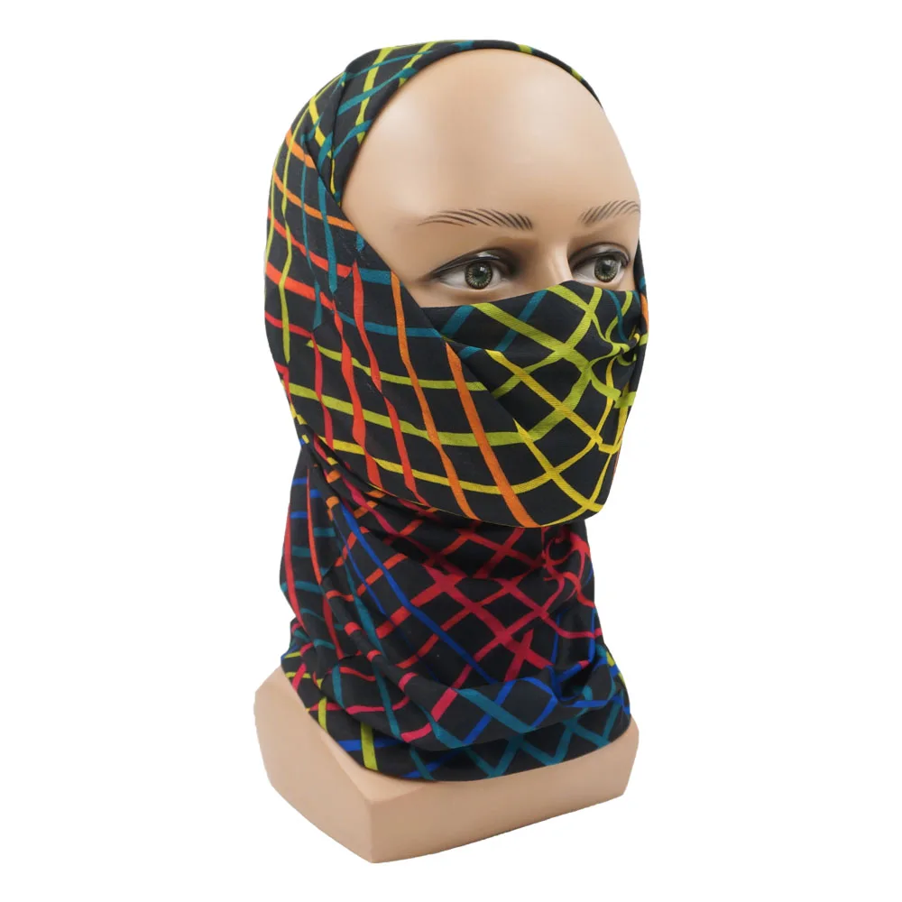 Neue geometrische karierte Gesichtsbandanas, winddichter Schal für Damen, Motorrad-Halsmanschette, Herren, Fahrradhelm, Liner, Snood, Sturmhaube – Detail 7