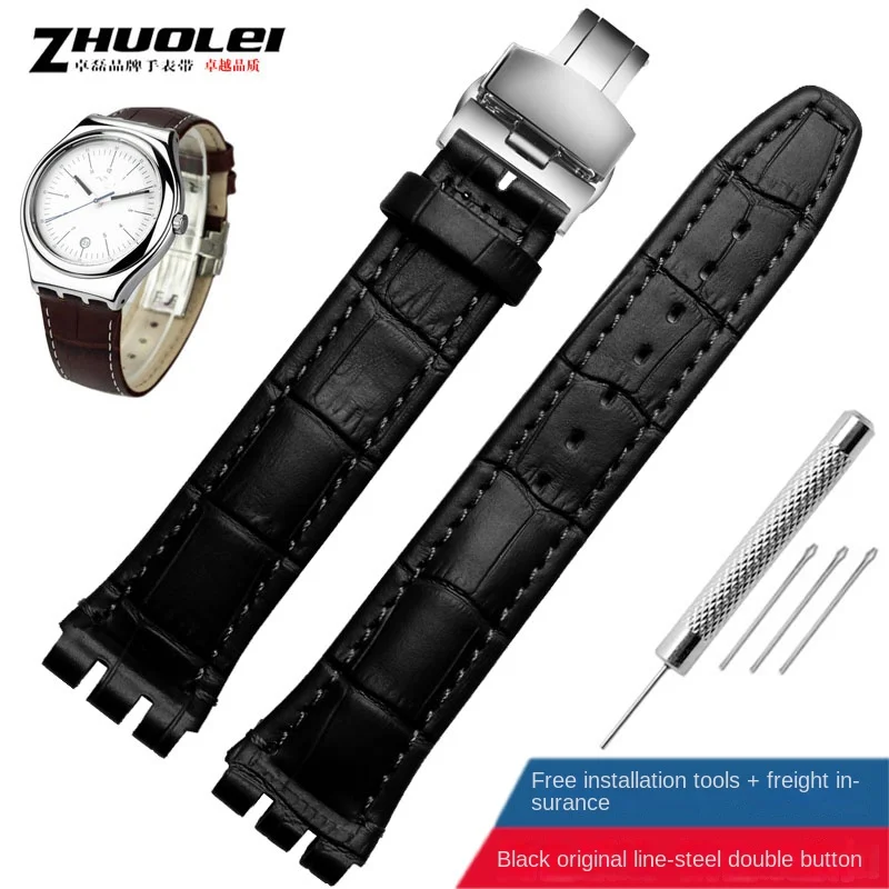Genuine Leather Watch Strap with Steel Buckle in Multiple Colors