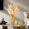 Golden Wrinkle Ceramic Vase Flowers Pots Desk Decoration Flower Arrangement Gold-plated Floral Vases Room Aesthetic Decor 3