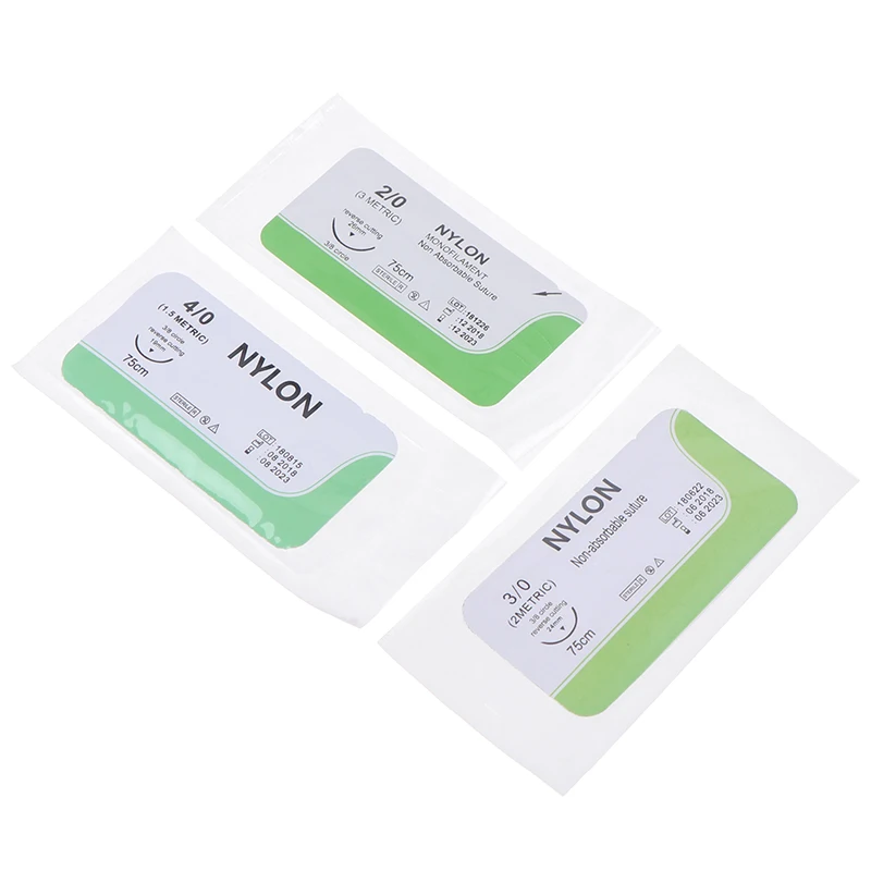 12Pcs 2/0 3/0 4/0 5/0 Medizinische Nadel Naht Nylon-Monofilament Gewinde Naht Praxis Kit Lehre Demonstrationen Übungen – Detail 4