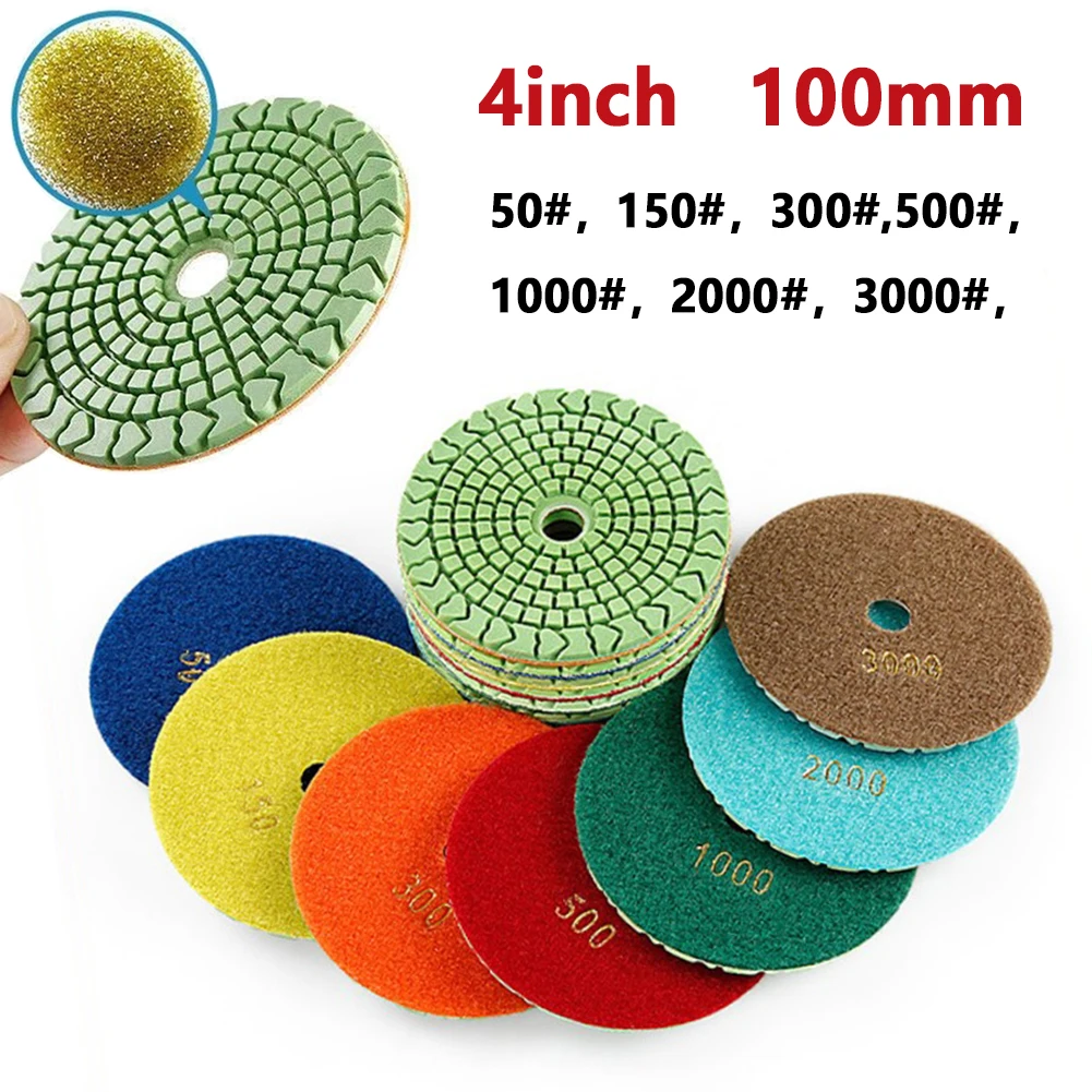 

1pc Polishing Pad 12 Mm Hole 100mm Diameter Diamond Resin Powder Transition Tool Concrete Floor Restoration Grinding Tool