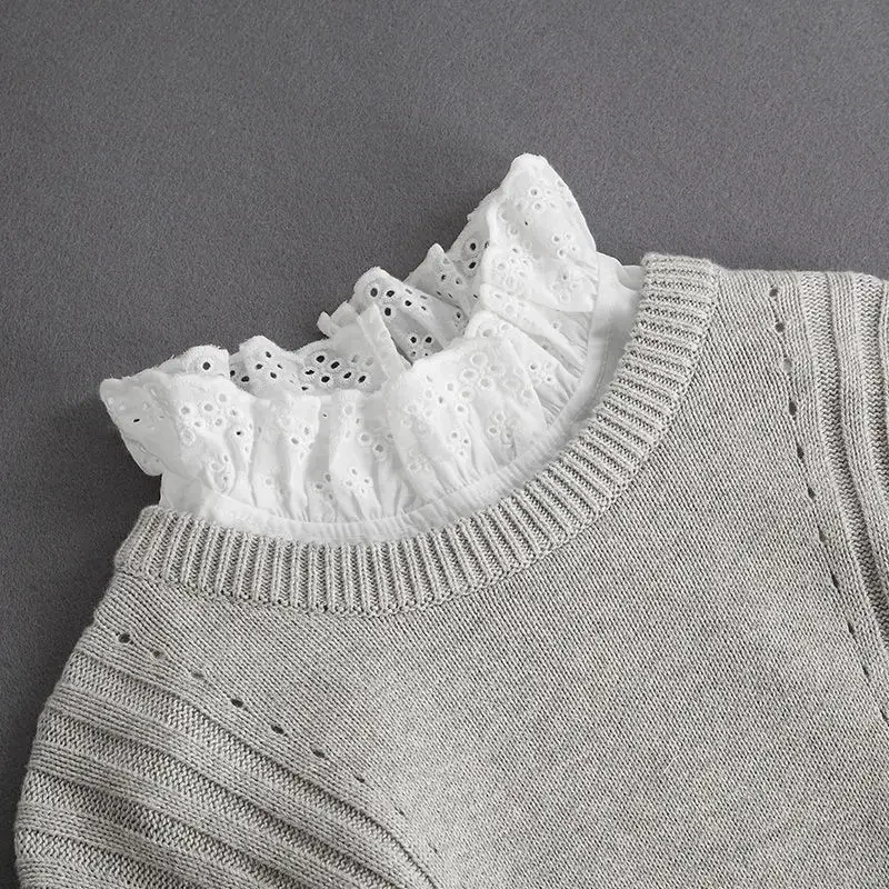 Fake Collar Detachable Collar Shawl New Women White Lace Fake Collar Vintage Shirt Detachable Collar Front Tie Men Lapel Blouse Top Sweater Cotton False Collars
