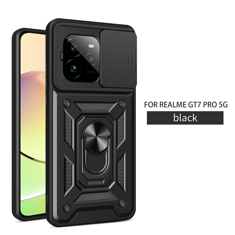 Enhanced Slide Camera Armor Phone Case with Magnetic Ring Stand Holder