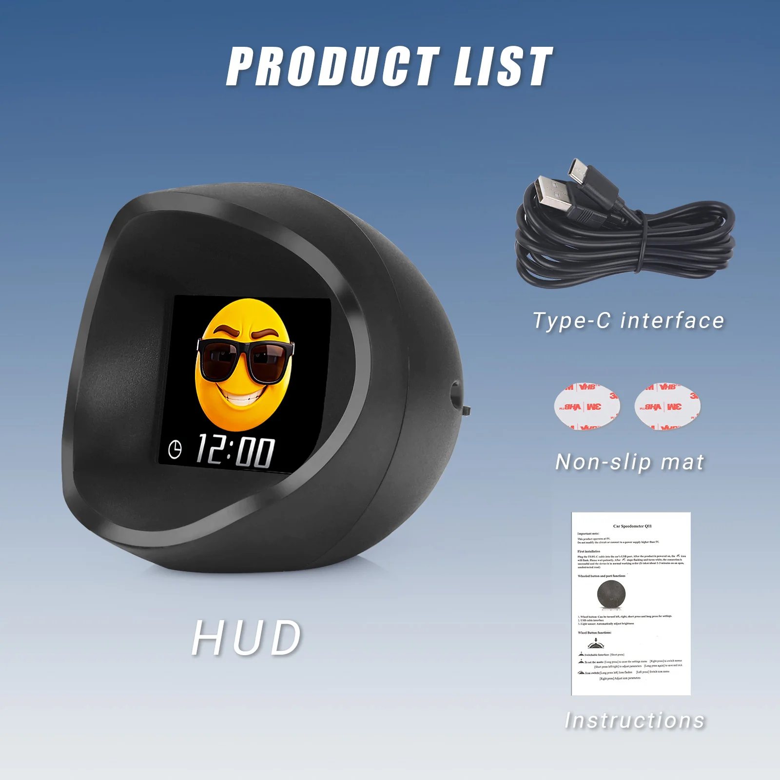 Display Head-up Universale per Veicoli con Velocità/Chilometraggio/Altitudine/Orologio/Tachimetro, GPS HUD per Auto con Espressioni Dinamiche Multiple per Tutte le Auto - immagine 6