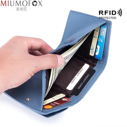 Womens Wallets and Purses Genuine Leather Fashion Small Wallet with Mini Coin Pocket Rfid Blocking Purse Designer Portfel Damski