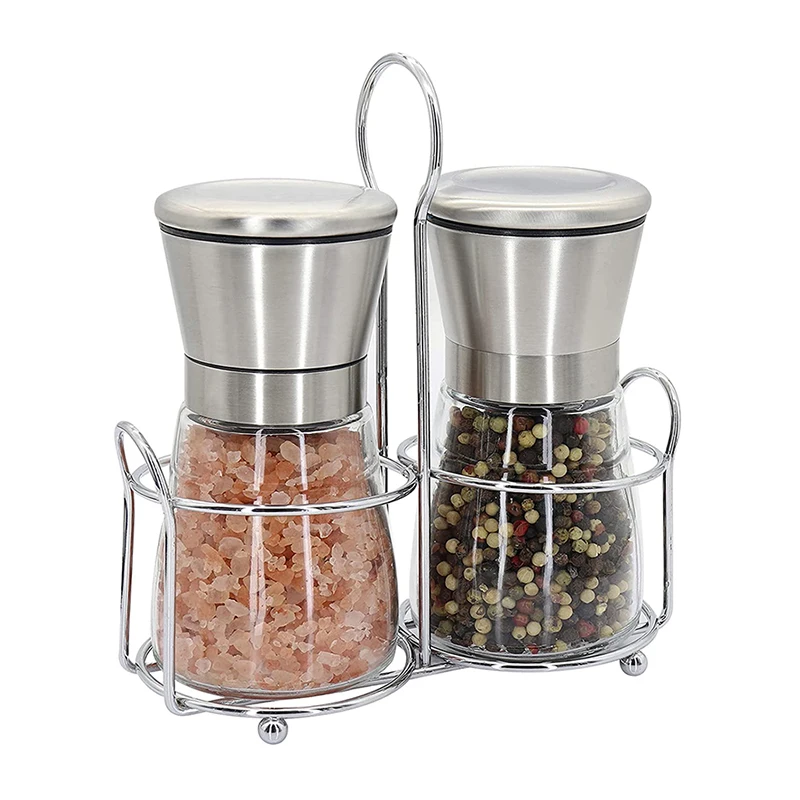 

Salt and Pepper Grinders Refillable Stainless Steel Spice Grinder Pepper Shakers Adjustable Coarseness Mills Kitchen Gadgets