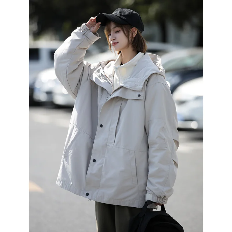 Punching Jacket Men's 3-in-1 Removable Autumn Winter Velvet Thickened Windproof Waterproof Breathable Outdoor Ski Outdoor Women