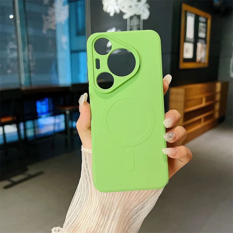 Silicone Magnetic Phone Case with Magsafe for Wireless Charging - Anti-Drop Protective Cover Bumper