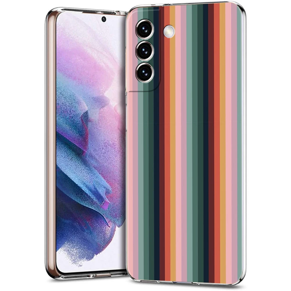 Retro Rainbow Stripe Art Transparent TPU Phone Case