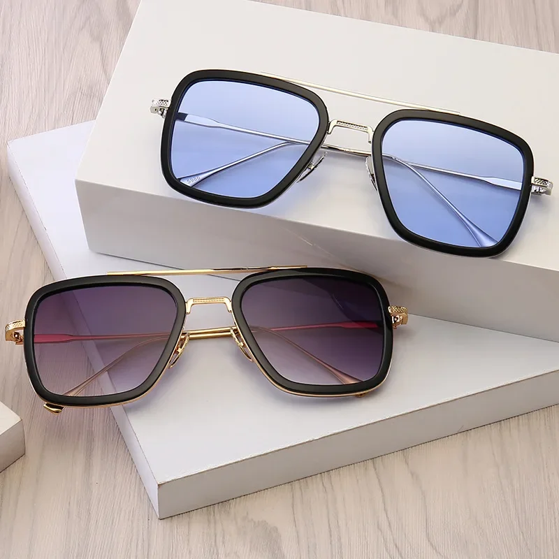 

Luxury Square Sunglasses Men Women Brand Designer Retro Alloy Frame Big Sun Glasses Vintage Gradient Male Female Oculos Feminino