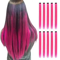 Extensions capillaires synthétiques noires longues et lisses, 10 pièces, postiches à reflets colorés de 22 pouces pour femmes, enfants et filles 1