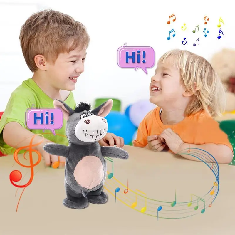 Singing Donkey Plush Toy Talking Singing Plush Toy Electric Interactive Animated Toy Donkey Stuffed Animal Interactive Musical 3