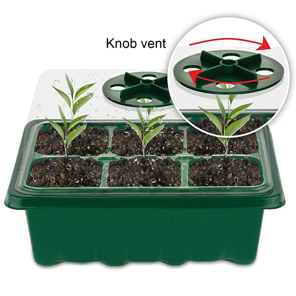 Greenhouse Grow Trays 12 Humidity Adjustable Plant Starting Kit with Dome and Base Mini Propagator for Seeds Growing