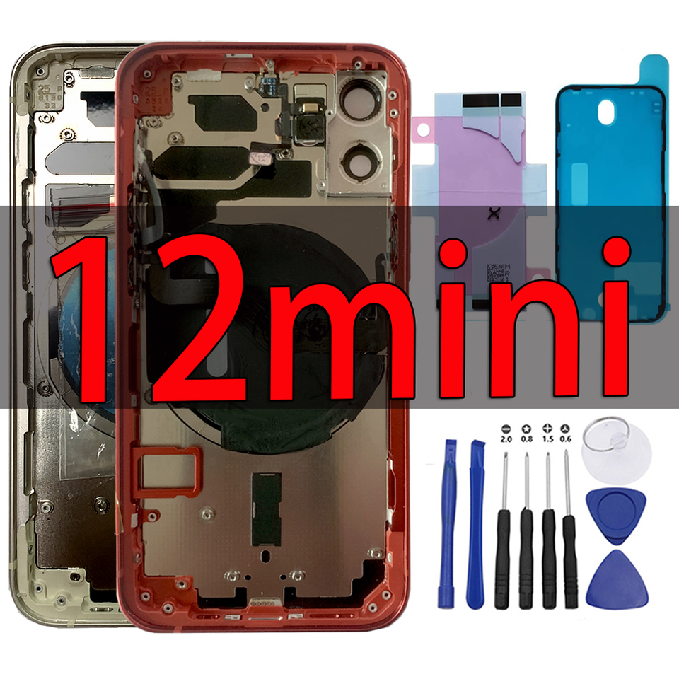 Housings For iPhone 12 Mini Battery Door Back Cover Case Middle Frame Chassis+ Sim Card Tray+ Side Button+ Flex Cable CE,USA 5G