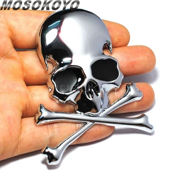 Autocollant de décalcomanie d'insigne d'emblème précieux de carburant de moto, crâne en métal chromé 3D, dossier, coffre, Harley, Chopper, Bobber, personnalisé, Honda, BMW 6