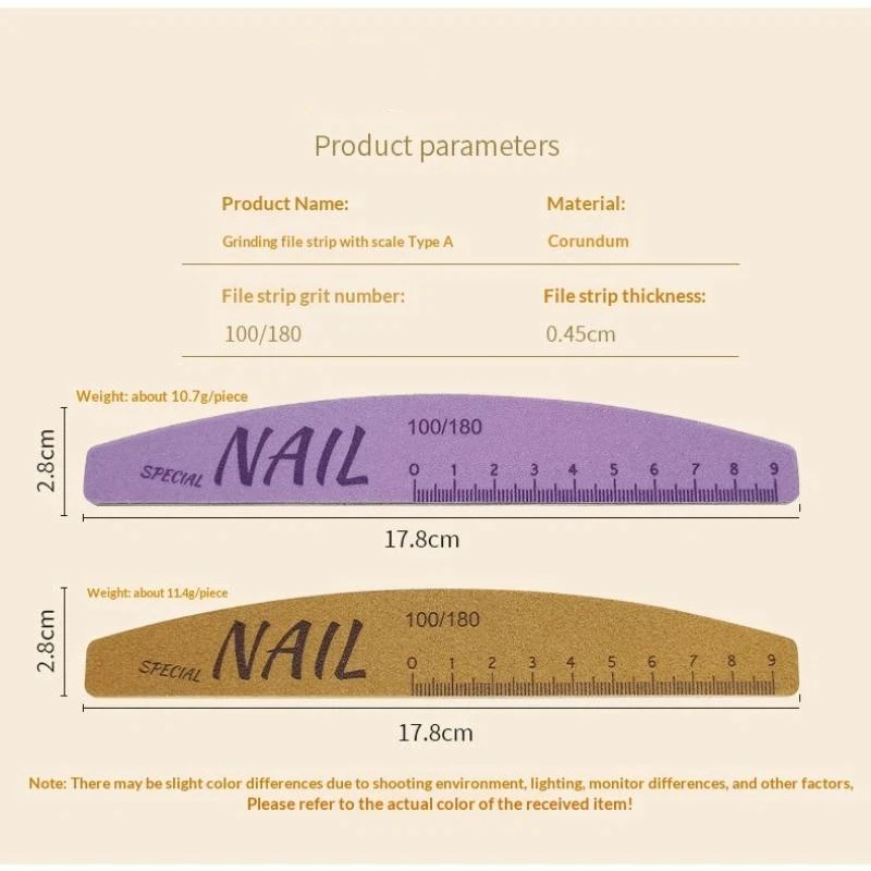 새로운 5종 네일 파일 세트, 눈금 표시가 있는 양면 100/180 그릿 네일 파일, 그라인딩, 샌딩, 버퍼, 광택 마무리용 매니큐어 도구