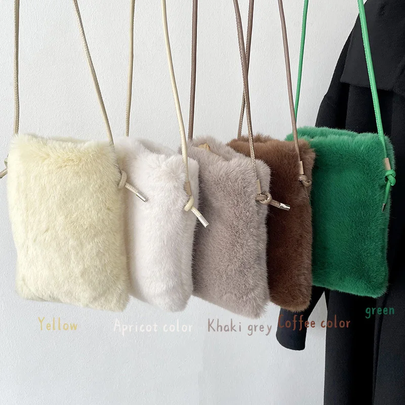 

Autumn and Winter New Korean Solid Color Plush Phone Bag Fashionable and Versatile Crossbody Mini Wallet Shoulder Bag for Women
