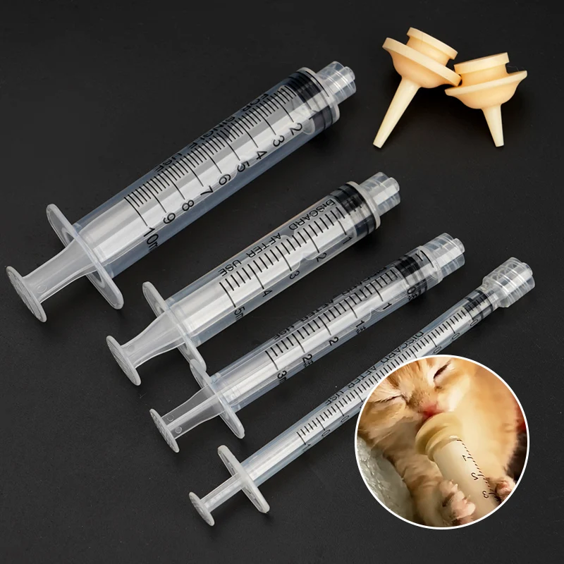 Pet Feeding Nipple for Kitten Puppy Newborn Cat Silicone Feeding Pacifier Syringes for Mini Pet Small Dog Milk Pet Syringe Disposable Plastic Syringe