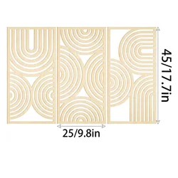 Set of 3 Bohemian Abstract Hollow Arch Wooden Wall Art for Kitchen, Bathroom, and Living Room Decor (YELLOW)