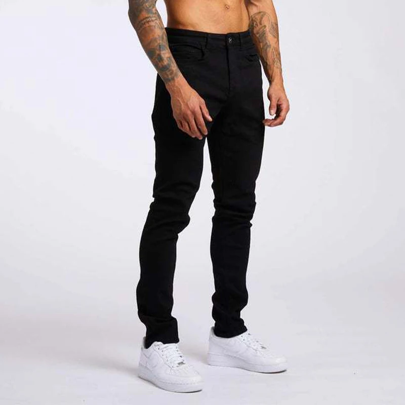 2023 New Men's Black Jeans Solid Stretch Slim Fit Denim Pants Casual SKinny Trousers Streetwear Y2K Pants Men