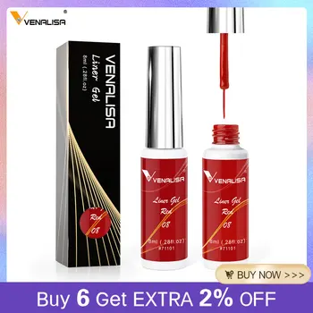 Venalisa-8ml 프렌치 네일 젤 폴리쉬, UV LED 페인팅 젤, 네일아트 디자인, 화려한 글리터 컬러, DIY 드로잉 폴리시