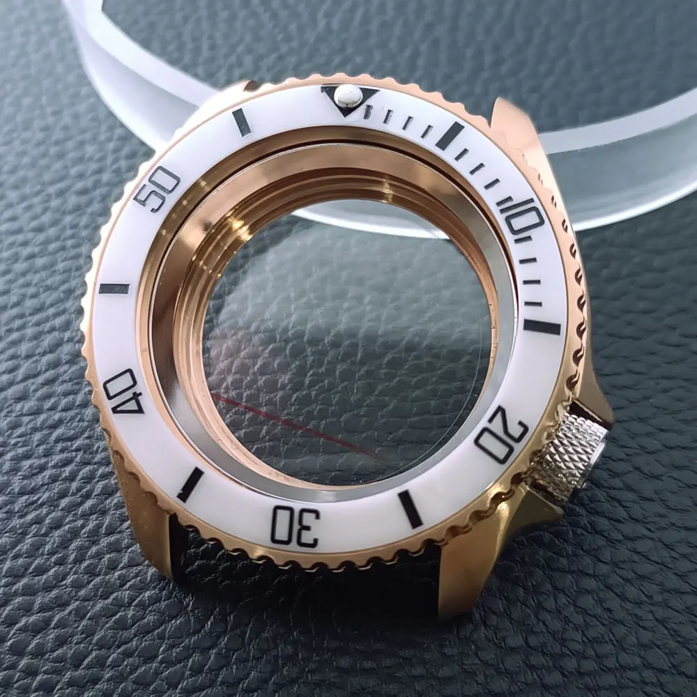 42mm Gold/Rose Gold Steel Watch Case with Sapphire Glass and 22mm Strap