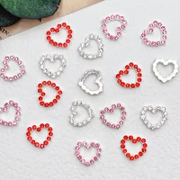 Breloques pour ongles en forme de cœur en métal, 10 pièces, rouge, rose, argent, diamant, pièces pour manucure, accessoires de décoration, breloques d'amour ajourées 2