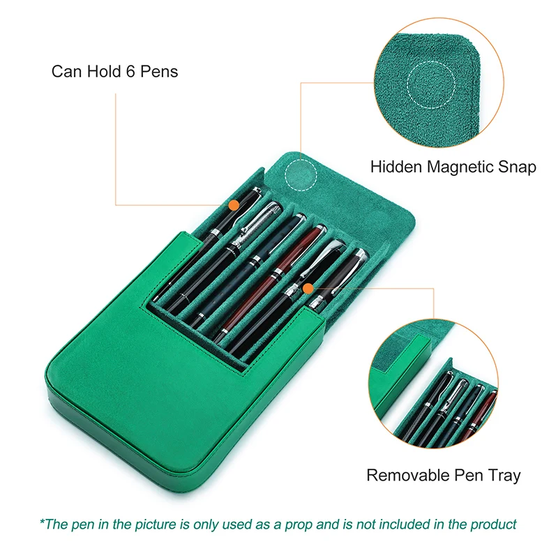 CONTACTS FAMILY Genuine Leather Pen Case Holder Handmade Pen Box Shockproof Detachable Portable Stationery Cover pen storage bag